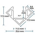 Profi LED Eckprofil Mini 11 schwarz, Aluminium pulverbeschichtet, 200cm