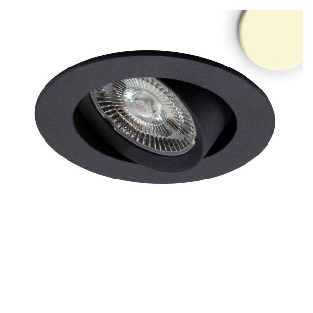 LED Einbauleuchte Flat68, schwarz, 9W, rund, 3000K, dimmbar