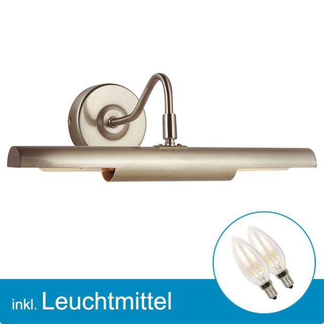 LED Wandleuchte PICTURE nickel matt mit Leuchtmittel E14- 2 Watt- warmweiss