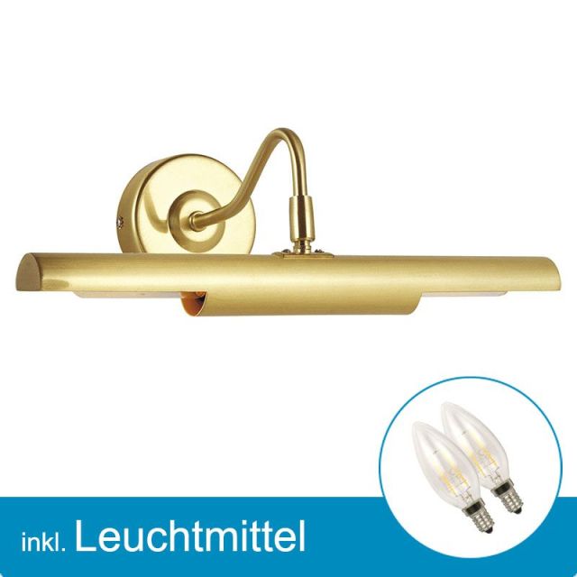 LED Wandleuchte PICTURE messing matt mit Leuchtmittel E14- 2 Watt- warmweiss