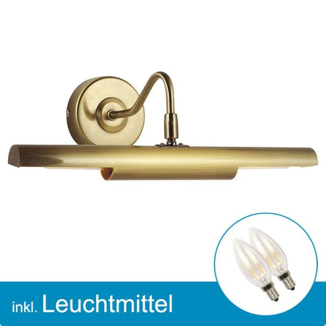 LED Wandleuchte PICTURE altmessing mit Leuchtmittel E14- 2 Watt- warmweiss