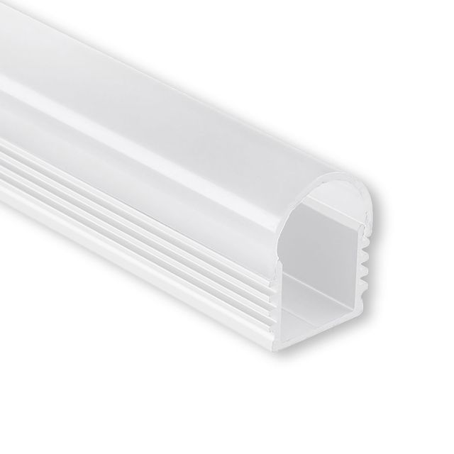 Profi LED Aufbauprofil Maxi 12 weiss, 2 Meter inkl. runder milchiger Abdeckung