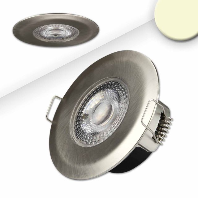 LED Einbaustrahler PC68, gebürstet, 5W, 38°, 3000K, IP44, 3 Stufen dimmbar