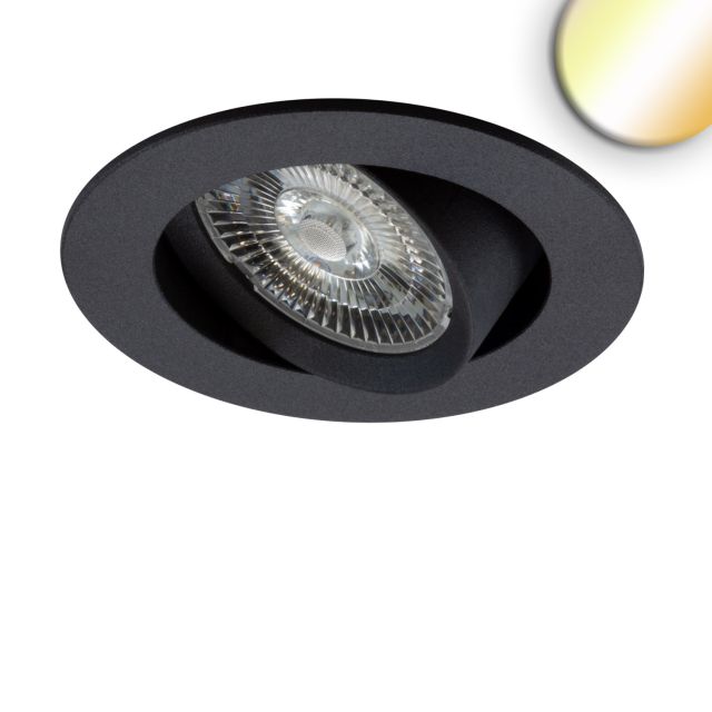 LED Einbauleuchte Flat68, Alu schwarz, 6W/6W, 24V/DC, rund, weißdynamisch