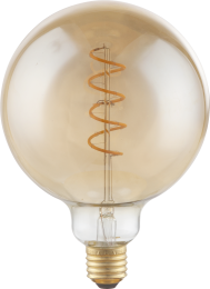 DUBAN LED Leuchtmittel messing, Glas amber, E27 Edison LED Filament, GLOBE,, D:125, H:170, inkl. 1xE