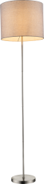 PACO Stehleuchte nickel matt, Kunststoff, Textil grau, Höhe Schirm 31 cm, Schalter, D:400, H:1600, e