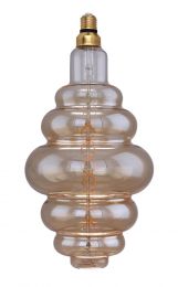 LED Leuchtmittel Metall silberfarben, Glas klar, bauchig, dimmbar, D:180, H:380,