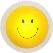 KIDDY I Pushlight Kunststoff weiß gelb, Smiley, Push ON/OFF, exkl. 3xAAA, D:100,