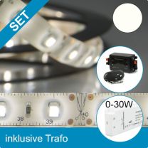LED Streifen 5M SET Silikon Flexband neutralweiss + 30W Trafo + Controller