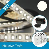 LED Streifen 5M SET Silikon Flexband neutralweiss + 50W Trafo + Controller