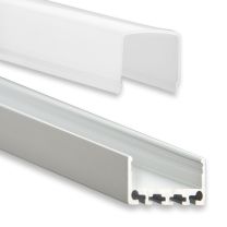 Profi LED Aufbauprofil Mini 24 flach, 2 Meter inkl. milchiger Abdeckung