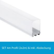 Profi LED SET 4M (2x2M) Aufbauprofil Micro 12 inkl. hoher milchiger Abdeckung
