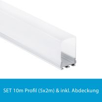 Profi LED SET 10M (5x2M) Aufbauprofil Micro 12 inkl. hoher milchiger Abdeckung