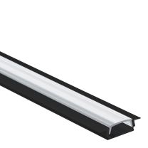 Profi LED Einbauprofil Mini 12 schwarz, 2 Meter inkl. flacher klarer Abdeckung