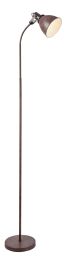 GIORGIO Stehleuchte Metall rostfarben, Schirm innen weiß, Kabel 1,8 m, Flexo, Schalter, D:145, H:167