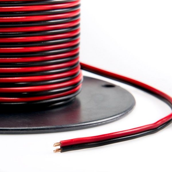 2-adriges Kabel für LED Stripes 2 x 1,5mm² schwarz mit roter