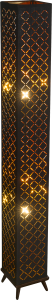 CLARKE Stehleuchte nickel matt, Textil schwarz Blattgold, Kabel 1,8 m, Schirm mit Dekorstanzungen, S