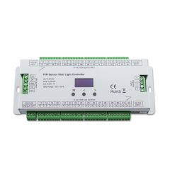 LED Treppenlichtcontroller 5-24V DC, 32x1A DC + SPI-Output, 2 PIR Sensor + 2 Push-Tast Eingänge